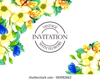 Invitation with floral background