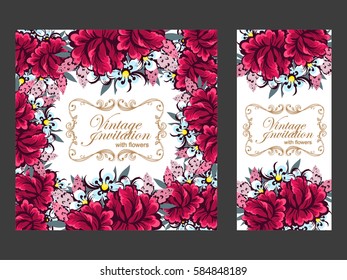 Invitation with floral background