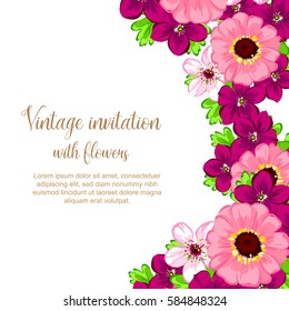 Invitation with floral background