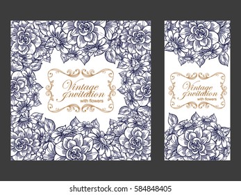 Invitation with floral background