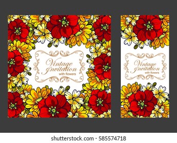 Invitation with floral background