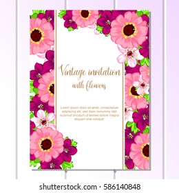 Invitation with floral background