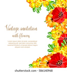 Invitation with floral background