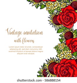 Invitation with floral background