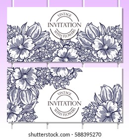 Invitation with floral background