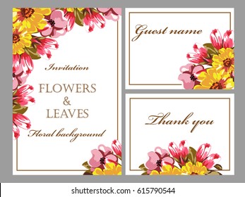 Invitation with floral background