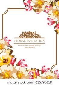 Invitation with floral background