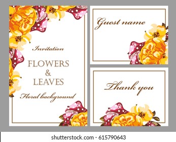 Invitation with floral background
