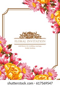 Invitation with floral background