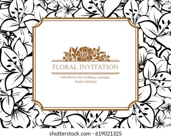 Invitation with floral background