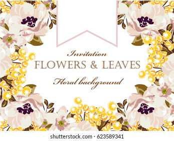 Invitation with floral background