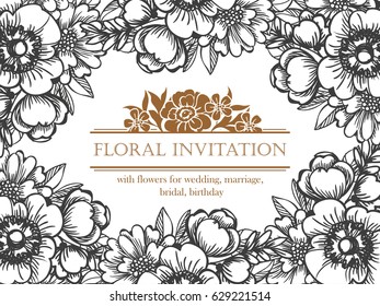 Invitation with floral background