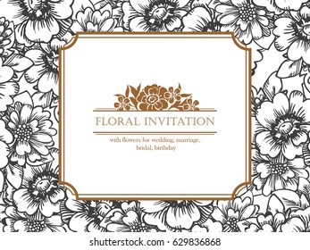 Invitation with floral background