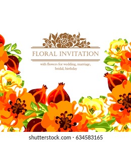 Invitation with floral background