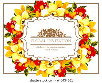 Invitation with floral background