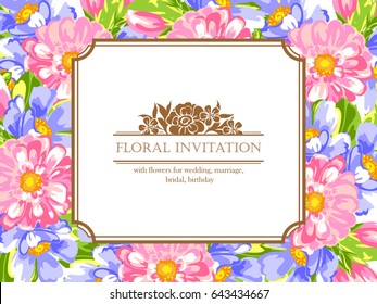 Invitation with floral background