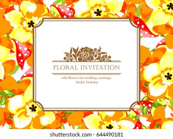 Invitation with floral background