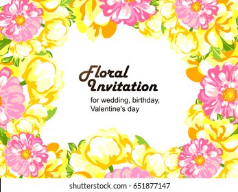 Invitation with floral background