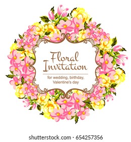 Invitation with floral background