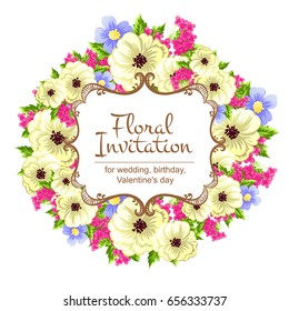 Invitation with floral background