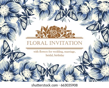 Invitation with floral background