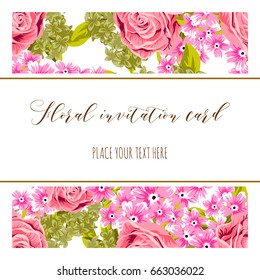 Invitation with floral background