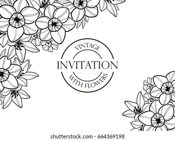 Invitation with floral background