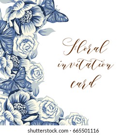 Invitation with floral background