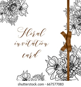 Invitation with floral background