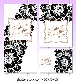 Invitation with floral background