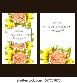 Invitation with floral background