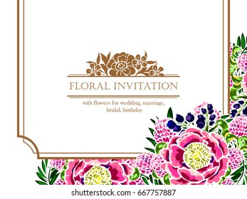 Invitation with floral background