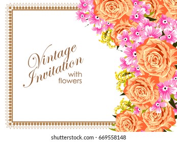 Invitation with floral background