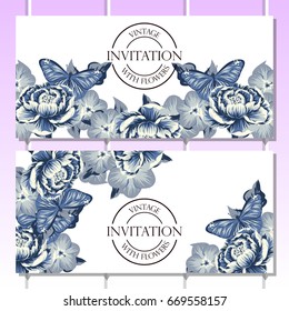 Invitation with floral background