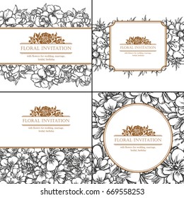Invitation with floral background