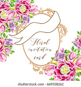Invitation with floral background