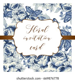 Invitation with floral background
