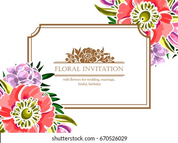 Invitation with floral background