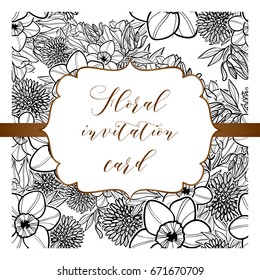 Invitation with floral background