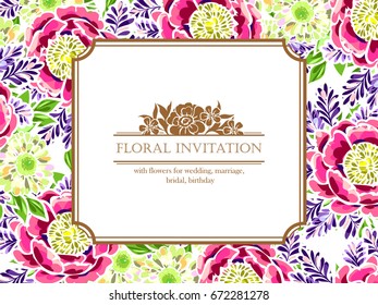 Invitation with floral background