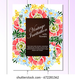 Invitation with floral background