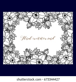 Invitation with floral background