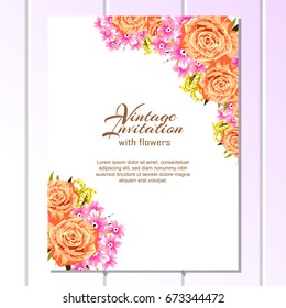 Invitation with floral background