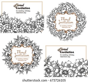 Invitation with floral background
