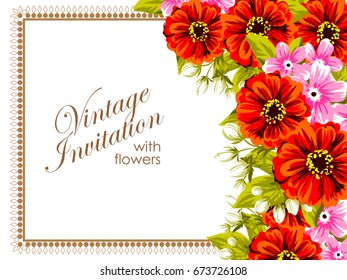 Invitation with floral background