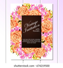 Invitation with floral background