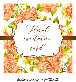 Invitation with floral background