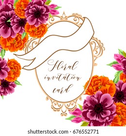 Invitation with floral background