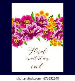 Invitation with floral background