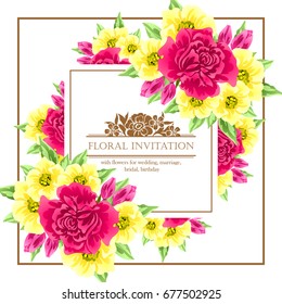 Invitation with floral background